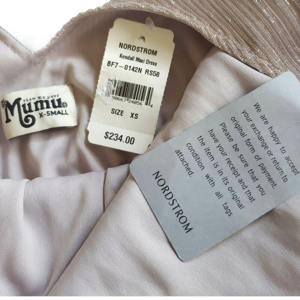 SHOW ME YOUR MUMU Kendall gown bridesmaid maxi dress magic mauve glimmer XS NEW - Picture 7 of 8